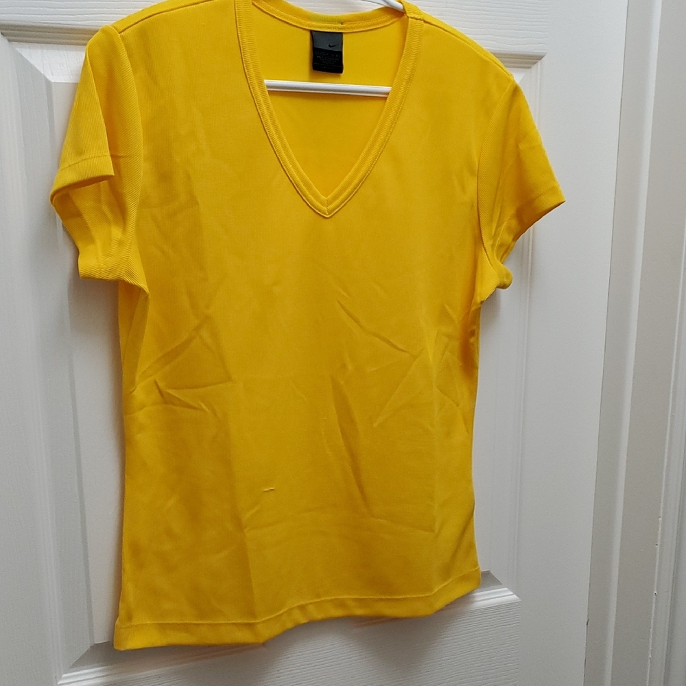 Nike Short Sleeve V-Neck Tee in Bright Yellow